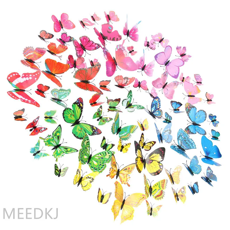 12pcs color 3d stereo simulation butterfly TV background wall decoration butterfly simulation butterfly