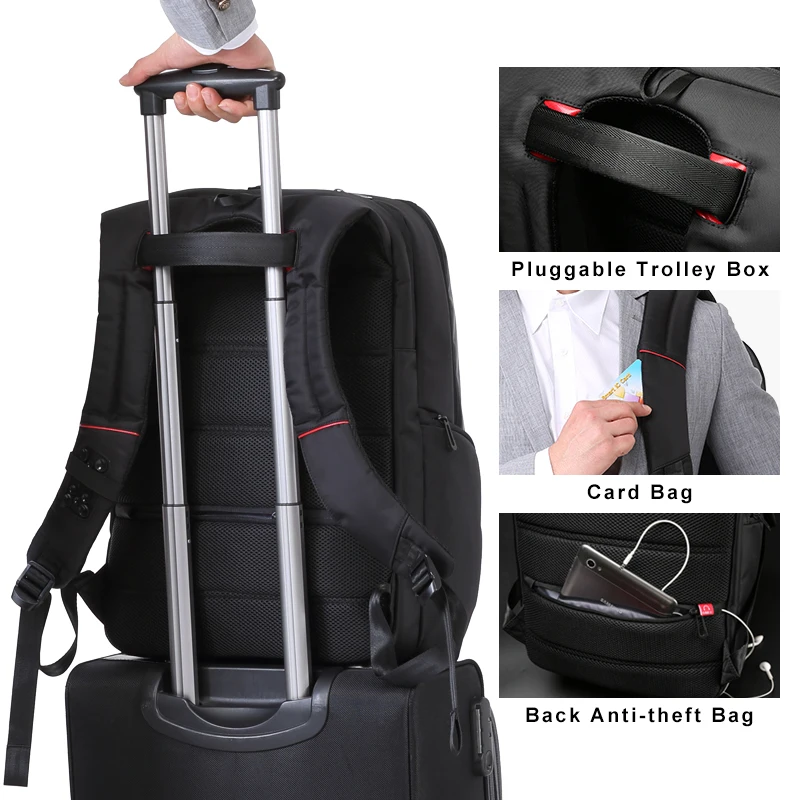  Kingsons functional Backpack Men Laptop 13.3 15.6 17.3 inch Anti-theft Travel Backpacks Waterproof 