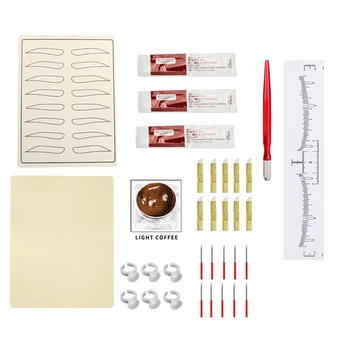 

Tattoo Kit Permanent Makeup Eyebrow Microblading Manual Pen Kit Practice Skin Ink Ring Cup Set For Beginners Tools
