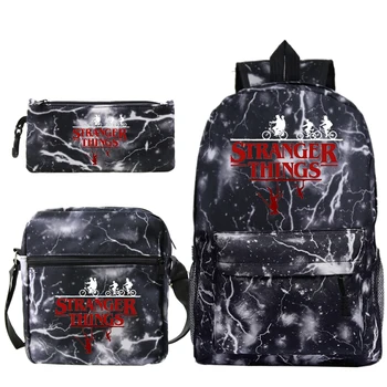 

Hot Sale 2019 Stranger Things Backpack School Bags for Teenager Boys Girls Pencil Case 3Pcs/Sets Kids Travel Rucksack