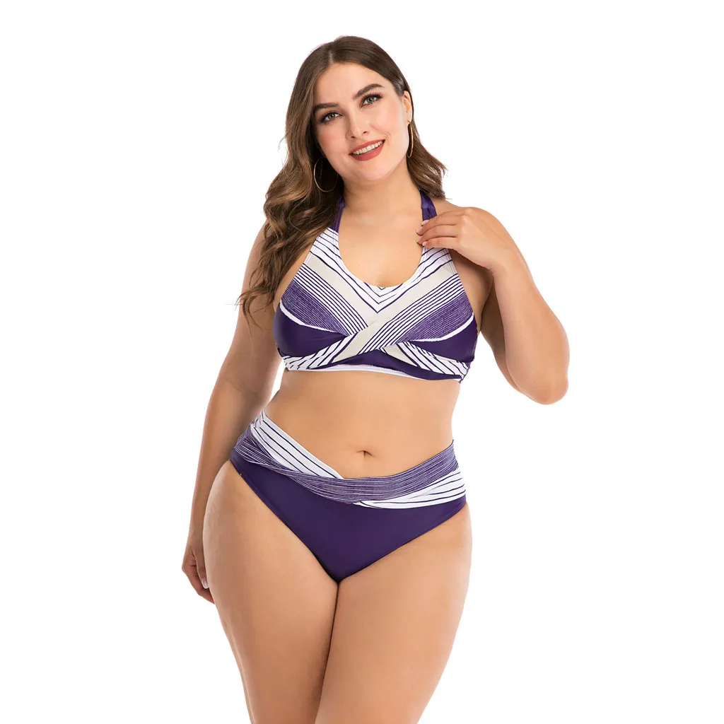 Купальник с завышенной талией женский бюстгальтер мягкими чашечками и принтом