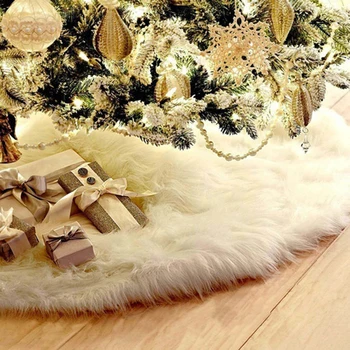 

Christmas Tree 90cm Long Snow Plush Skirt Base Floor Mat Cover XMAS Party Decor