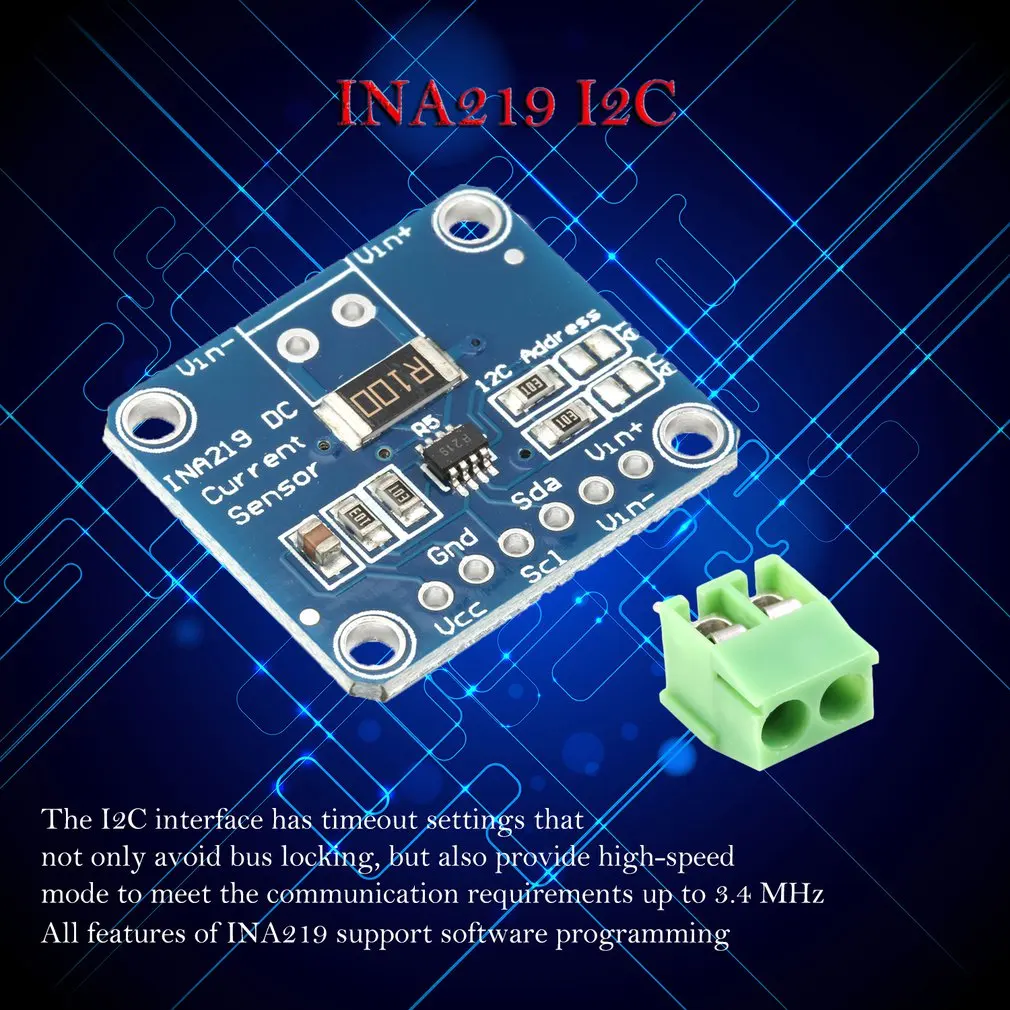 INA219 igc интерфейс двунаправленный постоянного тока Напряжение Stroom/источник питания мониторинг датчик Breakout модуль