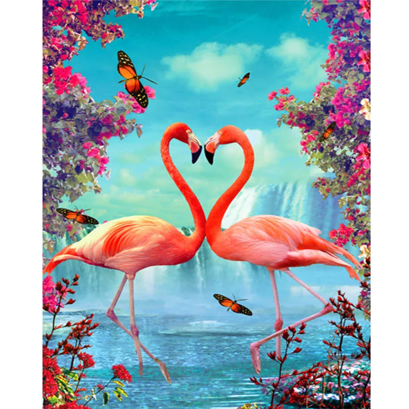 DIY живопись по номерам Фламинго животные набор ручная роспись маслом живопись уникальный подарок для украшения дома 40x50 см - Цвет: RSB8439