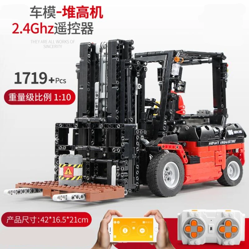 Technic RC автомобиль штабелер кирпич 13106 вилочный погрузчик совместимый MOC RC моторы автомобильные наборы строительные блоки приложение управление RC Автомобили детские игрушки