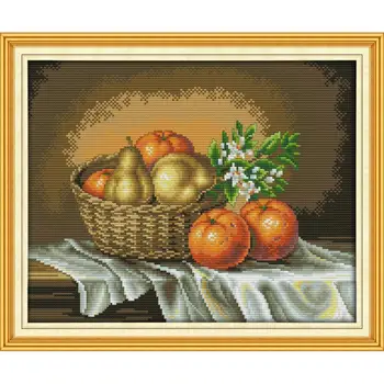 

Joy Sunday Basketful Orange Incense Counted Cross Stitch 11&14CT Cross Stitch Embroidery Needlework for Home Decor Handmade Gift