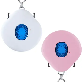 

2Pcs Usb Portable Wearable Air Purifier Air Necklace Negative Ion Air Freshener No Radiation Low Noise - Pink & White