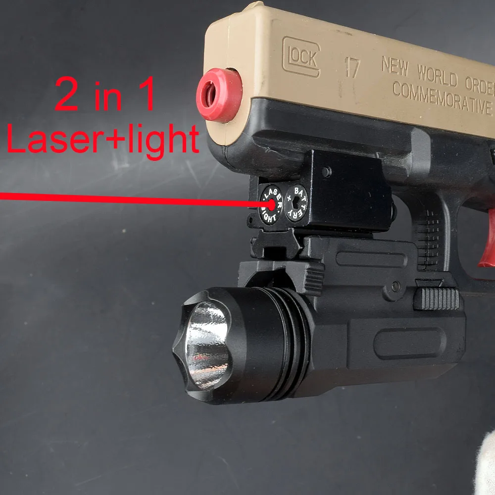 

Red Dot Laser Sight Tactical Airsoft Handgun Flashlight Combo LED Tactical Gun Torch for 20mm Rail Glock 17 19 18C 24 P226