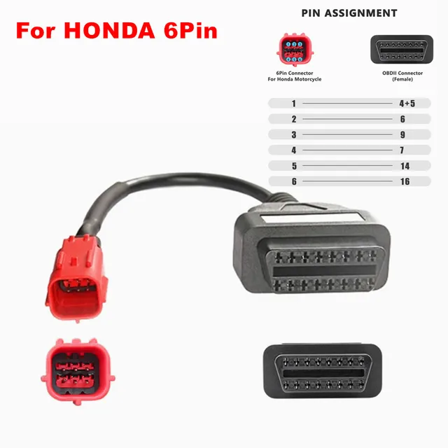 OBD Motorcycle Cable For Honda 4 Pin/6 Pin Plug Cable Diagnostic Cable  4Pin/6Pin to OBD2 16 pin Adapter