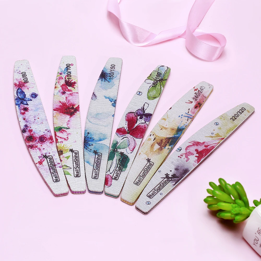 

6pcs-80/100/150/180/240/320 Grit Nail Art Tools Nail Files Boat Shape Nail Buffer Block Lime Sandpaper Washable Polisher File**