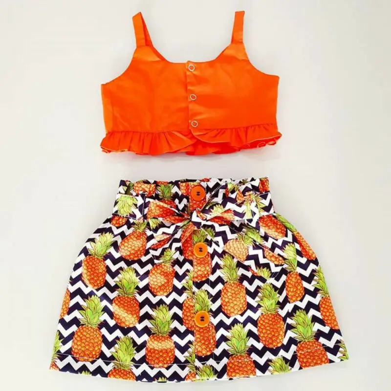 Летние топы на бретельках с оборками для маленьких девочек комплект юбкой