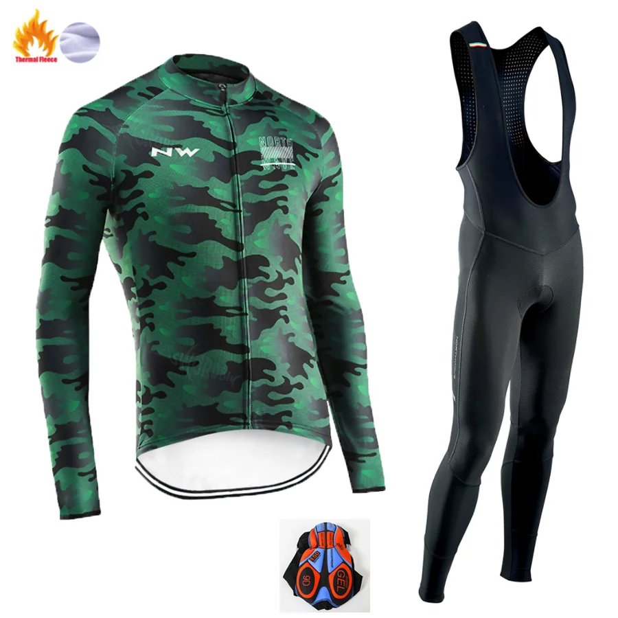 Winter Cycling suit Pro Team NW Зимняя Теплая Флисовая велосипедная одежда для мужчин Northwave Джерси костюм для езды на велосипеде MTB Одежда комбинезон комплект - Цвет: Winter Cycling suit