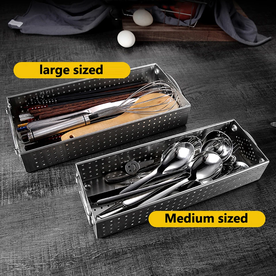 Caja de cubiertos de acero inoxidable 304, cesta de cubiertos de