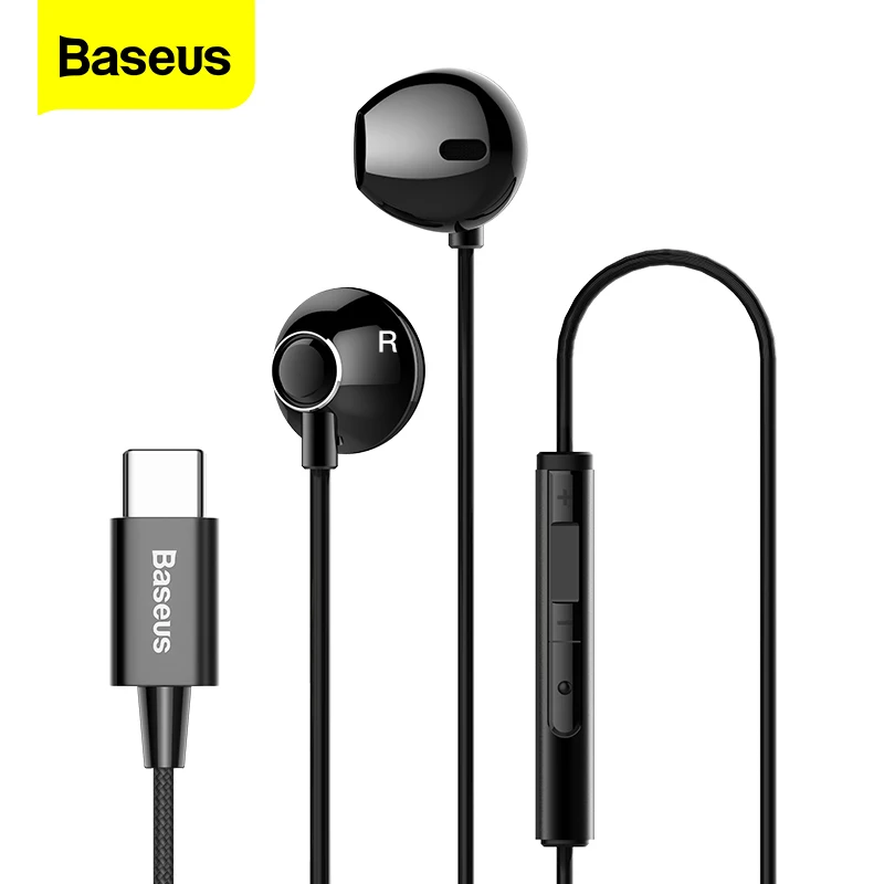 Baseus C06 USB Type c наушники стерео звук вкладыши проводное управление с микрофоном для