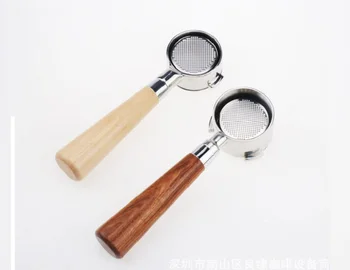 

51MM Coffee Bottomless Portafilter High-grade solid wood handle for Delonghi Filter Replacement Filter Basket Coffee Accessories