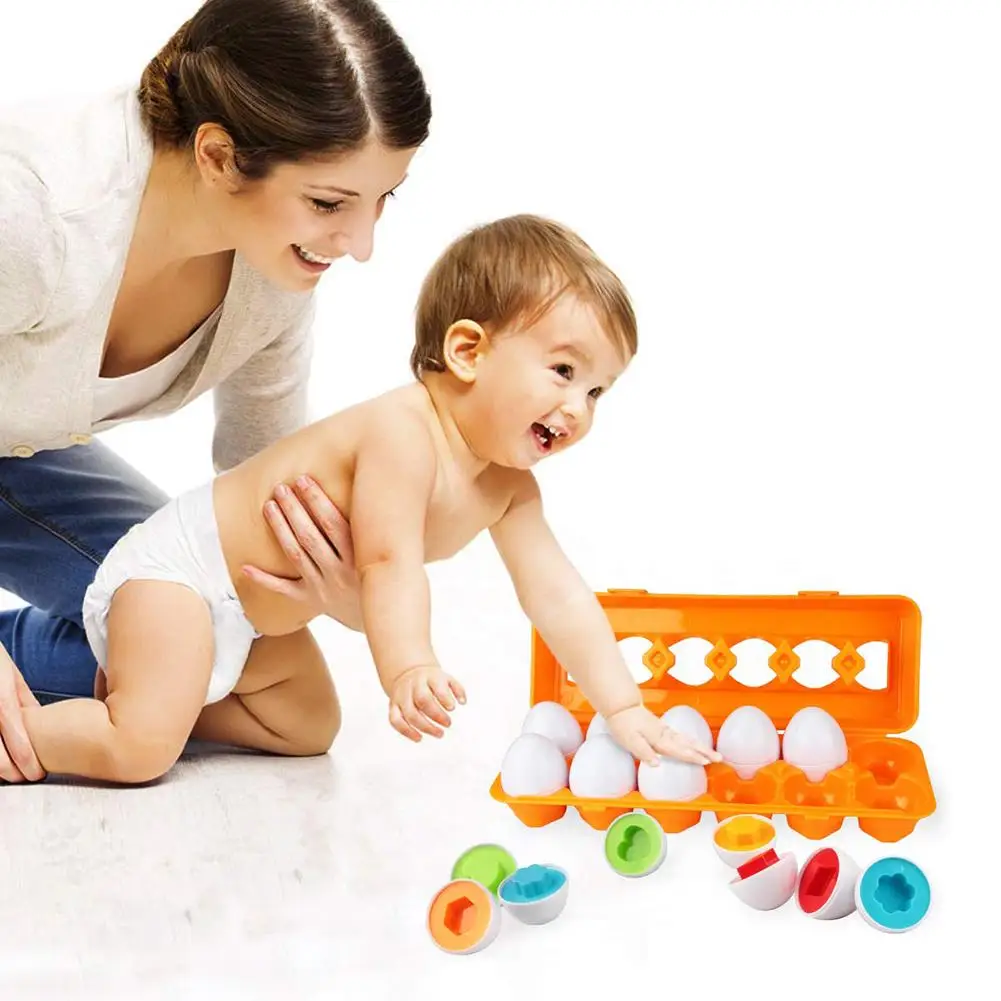 

12Pcs Matching Simulate Eggs Shapes Colors Number Sorter Educational Kids Toy New
