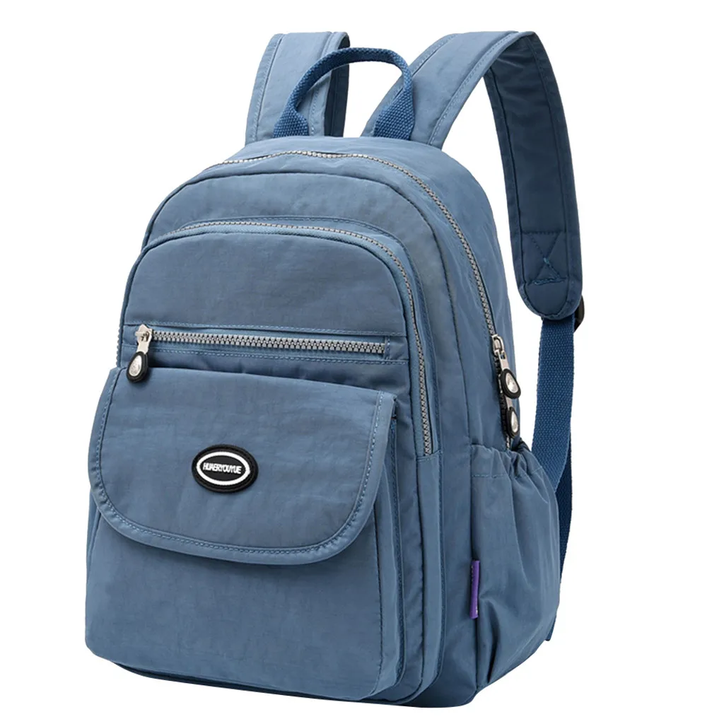 Light blue Женская сумка, женская модная, простая, одноцветная, вместительная, портативная, на молнии, Студенческая, рюкзаки, сумки для женщин, сумка женска - Цвет: Light blue