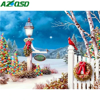 

AZQSD DIY Winter Painting By Number Canvas Kits Animal Home Decoration Unframe Coloring By Numbers Bird Handmade Gift