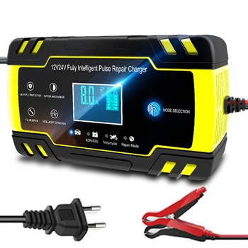 

12V-24V 8A Full Automatic Battery-chargers Digital LCD Display Car Battery Chargers Power Puls Repair Chargers Wet Dry Lead Acid