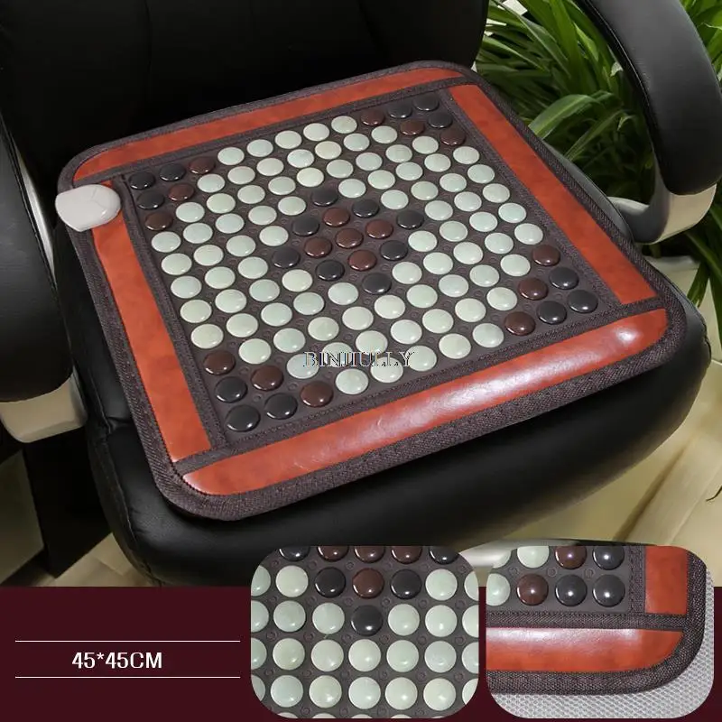 

New Infrared Heating Mat Natural Jade Tourmaline Massage Cushion Pain Relief Back Waist Relieve Muscle Health Care Seat Pad 220V