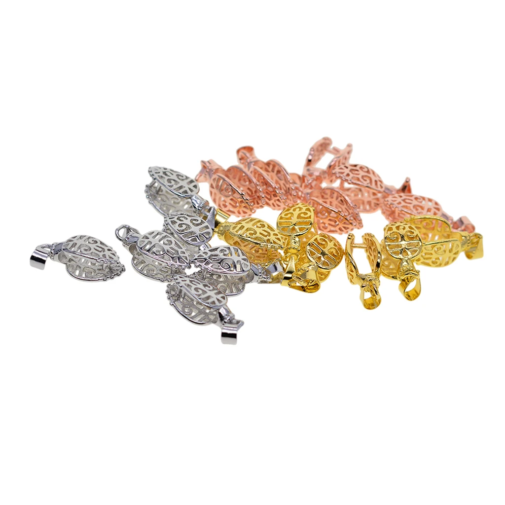 18 Piece 3 Colors Brass Filigree Necklace Pendant Dangle Charms Pinch Bails Clasp Clip Jewelry Making Findings Connectors | Украшения и