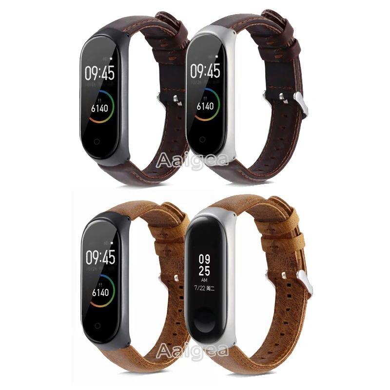 Ремешок из натуральной кожи для Xiaomi Mi Band 3 4 Miband Модный мягкий кожаный браслет