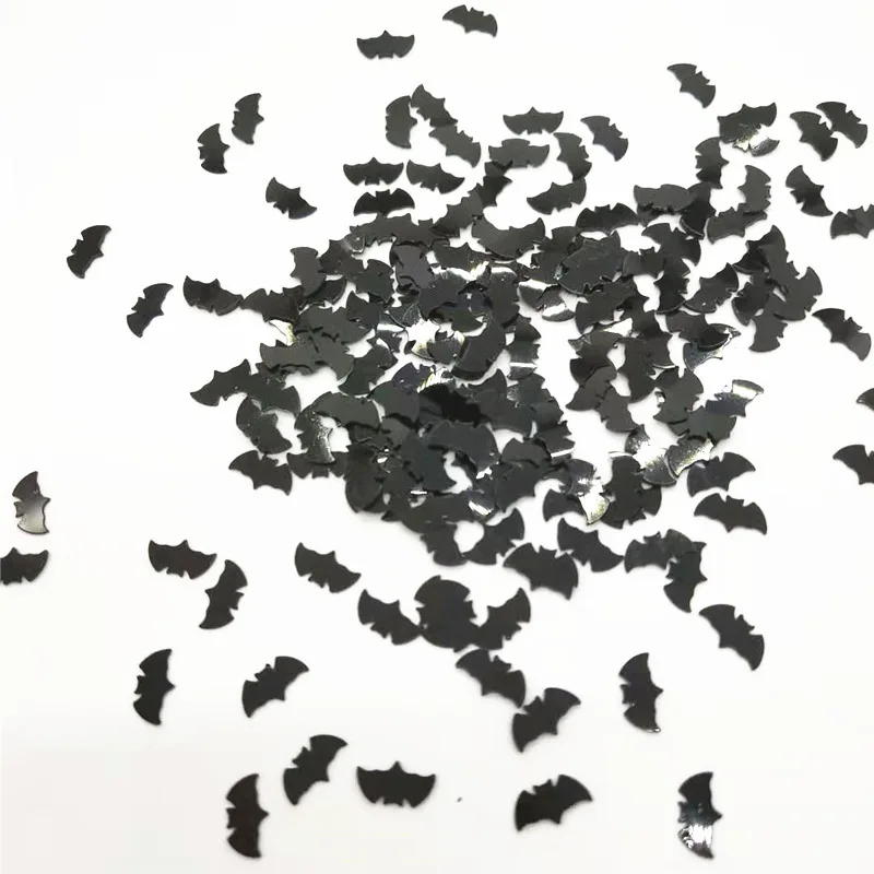 1000 шт/партия 4*8 мм черный Хэллоуин летучая мышь блёстки ПВХ для всех дней Святого Пасхи дизайн ногтей DIY аксессуар