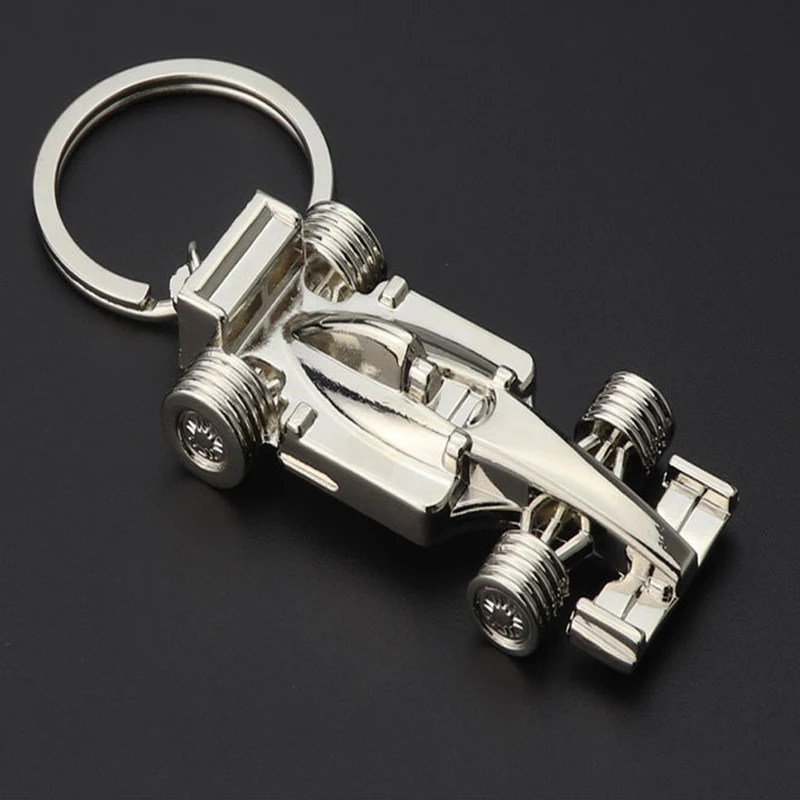 Modischer Mini-Sportwagen-Anhänger Schlüsselanhänger in Silberfarbe für Herren Handtaschen-Schmuck Geschenk – Detail 3
