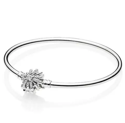 Подлинный 925 пробы серебряный браслет Сверкающая Звезда с кристальной застежкой змейка браслет цепочка подходит из бисера Шарм Diy ювелирные изделия