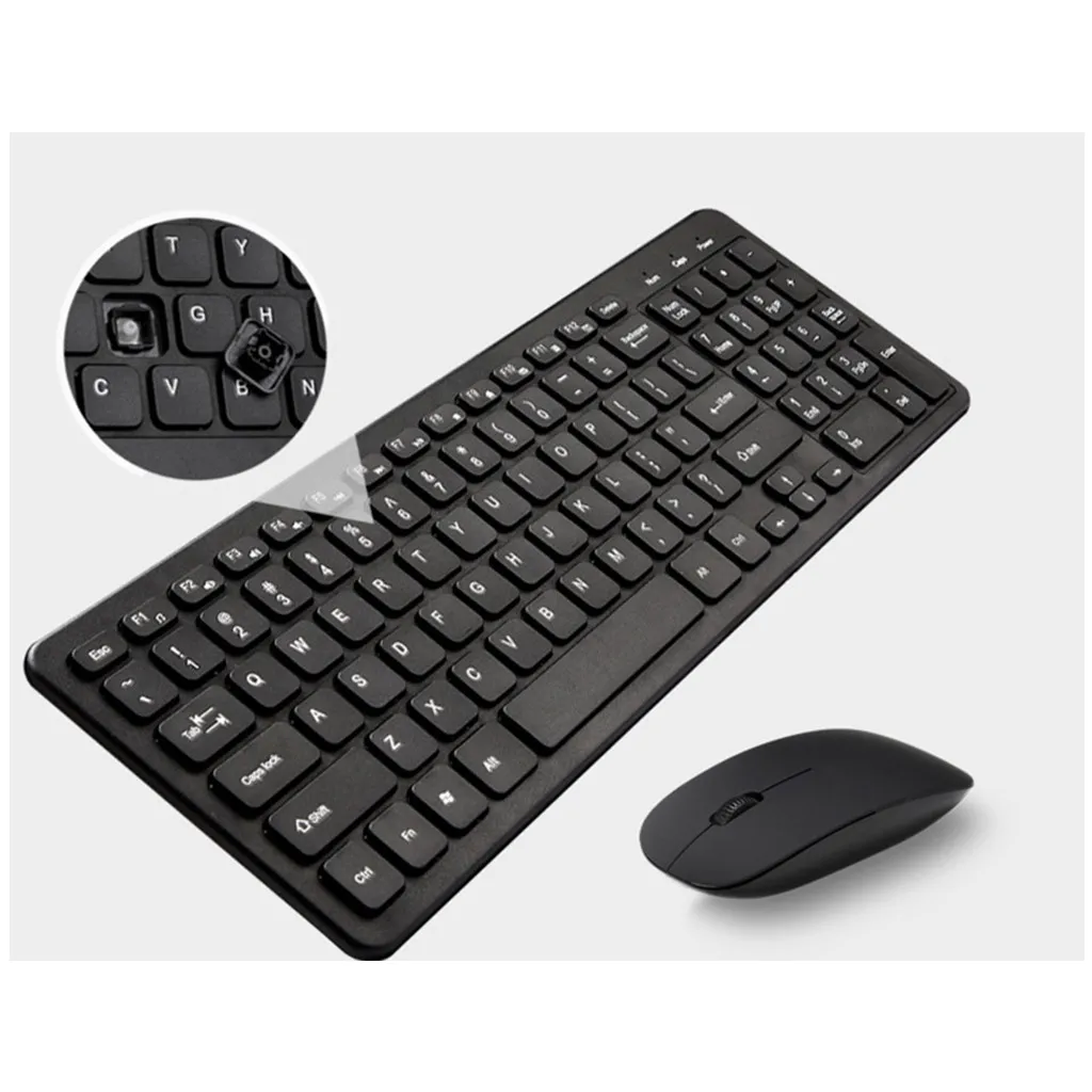 Portable Slim Ultra-Thin Business 2.4G Wireless Keyboard and Mouse Combo for Macbook Computer Laptop Desktop PC TV Office