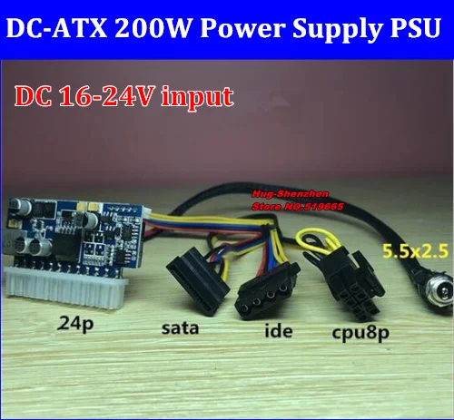 Fonte de Alimentação para pc Atx Fonte de Alimentação para Computador Mini Itx 1624v com Entrada de 200w Pico Atx e 24 Pinos