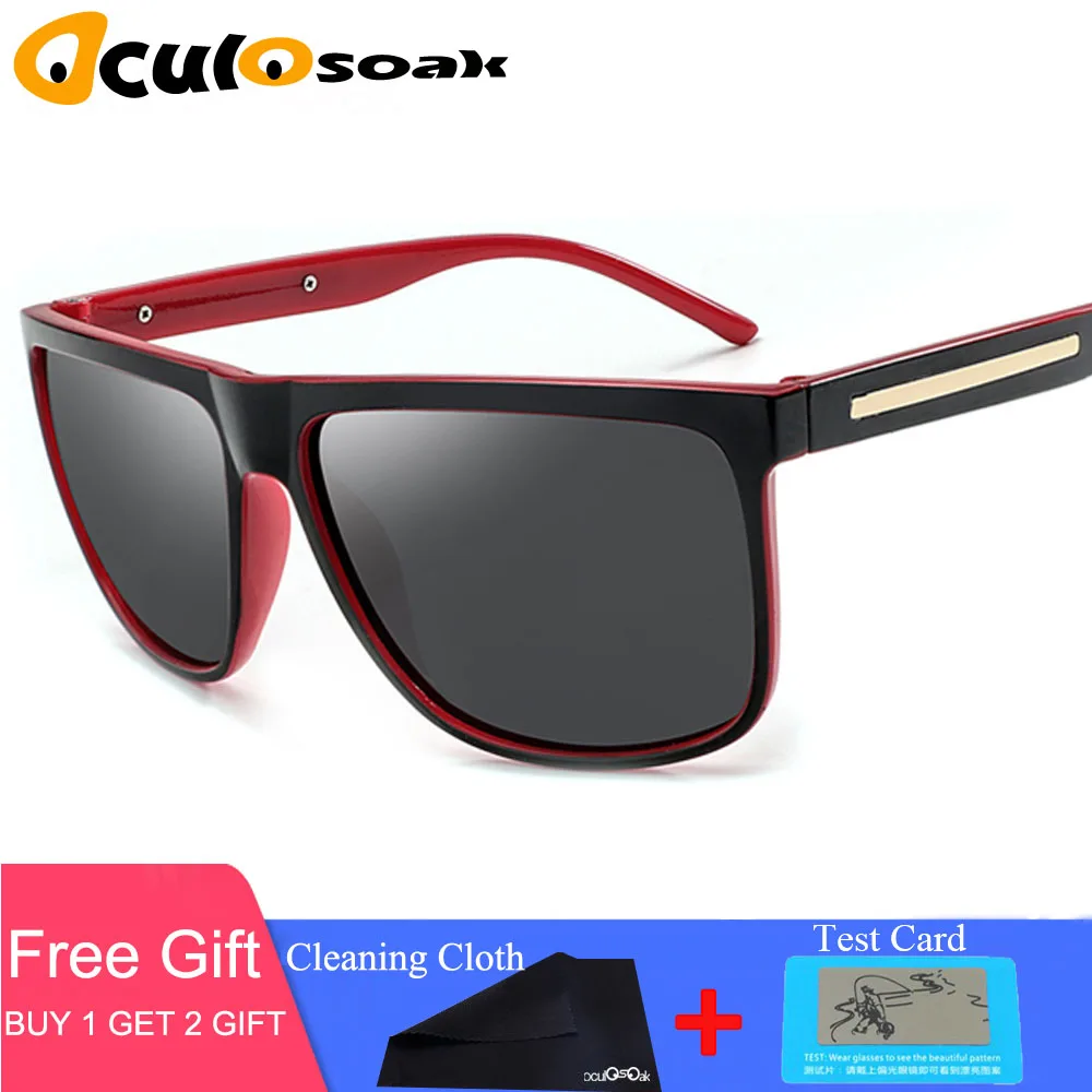 R01 black red Мужские классические Поляризованные солнцезащитные очки мужские очки вождения прямоугольное зеркало солнцезащитные очки УФ защита Gafas oculos de sol - Цвет линз: R01 black red
