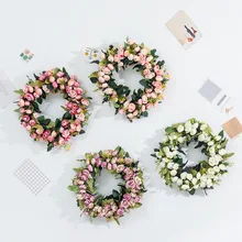 Chrismas Wreath Artificial Rattan Plant Pines Cones Garland Xmas Fireplace Door Wall Window Decor Christmas Decorations for Home