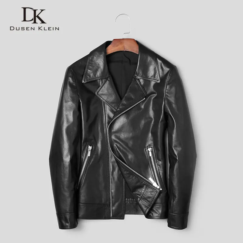 

Men Genuine Leather Jacket Real Sheepskin Jackets Casual Short Black Pockets 2019 Autumn New Jacket for Man J1129