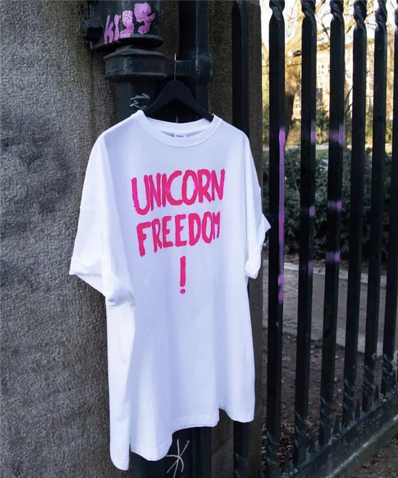 2020 vetements T shirt Unicorn Freedom ! oversize loose top tees 
