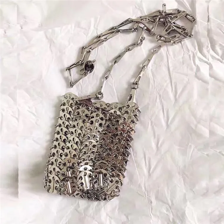 

Net Celebrity Metal Sequin Chain Shoulder Messenger Bag Mini Tide Women Fashion Personalized Design Fashion Evening Bag