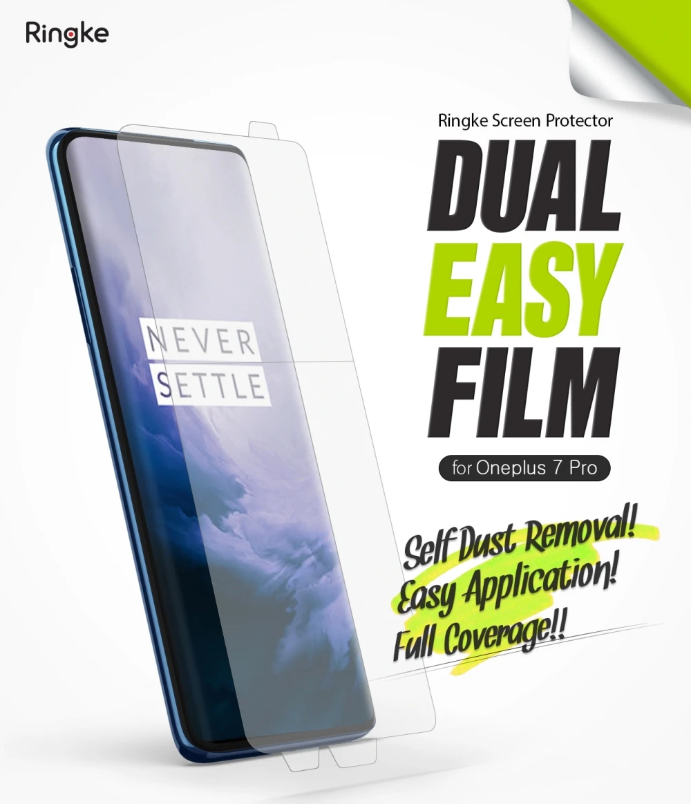 Ringke защита экрана двойная легкая пленка [2 шт] для Oneplus 7 Pro Высокое разрешение [Анти-размазывание покрытия] легкое применение плёнки