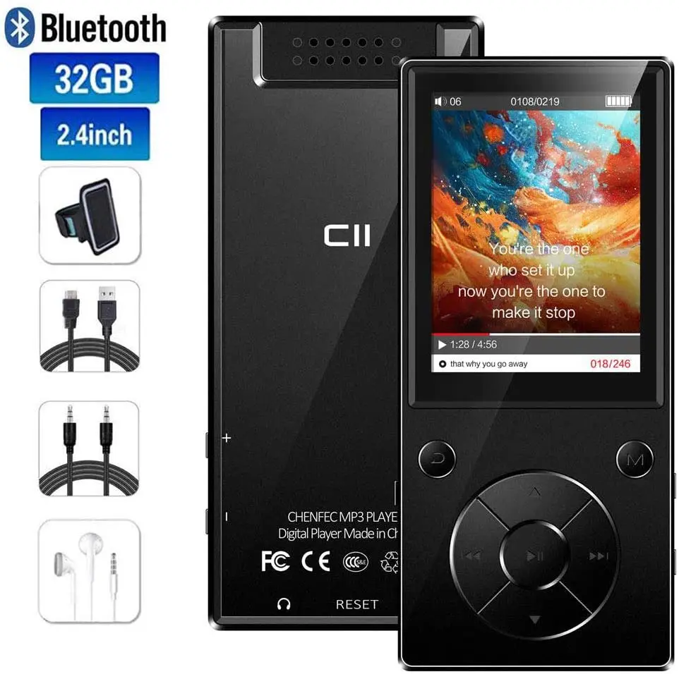 US $25.98 Bluetooth42 Mp3 Music Player BuiltIn Speaker With 24 Inch Tft Screen Lossless Sound Player Supports Sd Card Up To 128gb