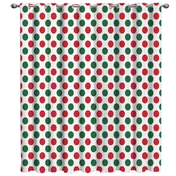 

Red And Green Dots Decorate Christmas Geometry Window Treatments Curtains Valance Window Curtains Dark Kitchen Bedroom Fabric