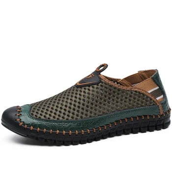 

2020 Summer Breathable Men's Casual Shoes Man Flats Design Fashion PU Patchwork Sneakers Slip On Men Loafers Shoes Plus Size 48