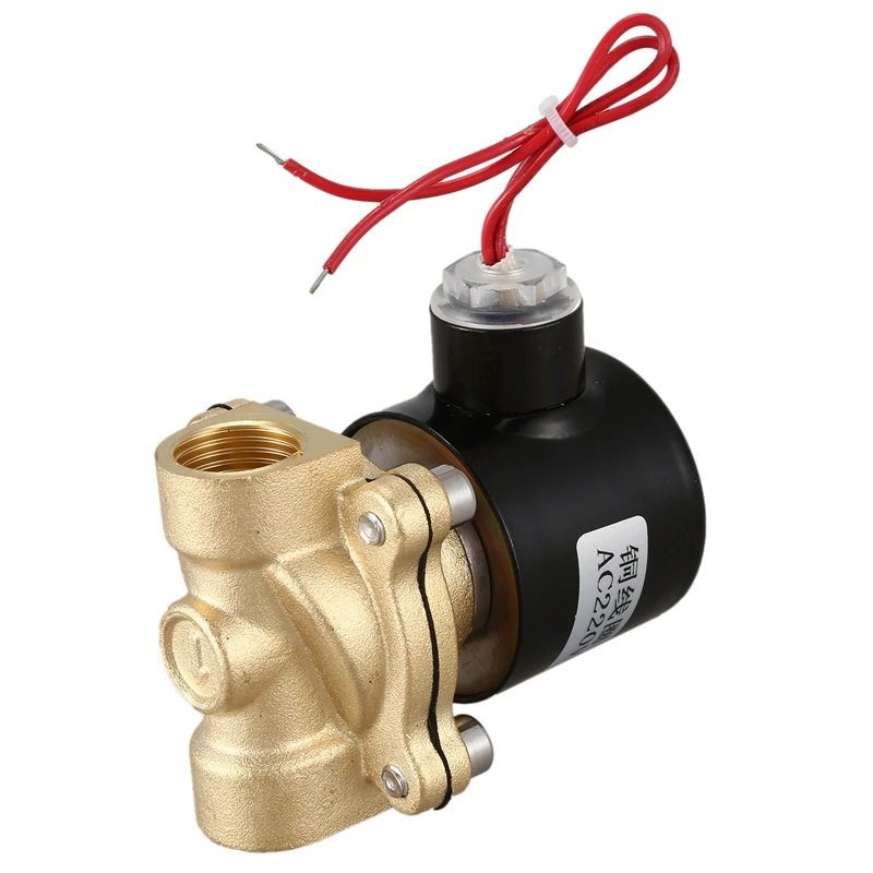DN15 1/2 дюйма AC220V латунный Электрический электромагнитный клапан с двусторонним двухпозиционным для воды/нефти/газа