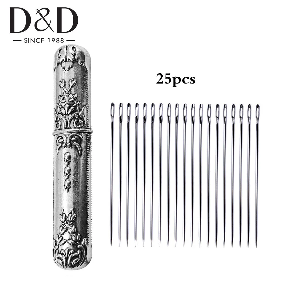 

25pcs Hand Sewing Needles Stainless Steel Needles Embroidery Needles & Vintage Needle Case for Needlework DIY Sewing Supplies