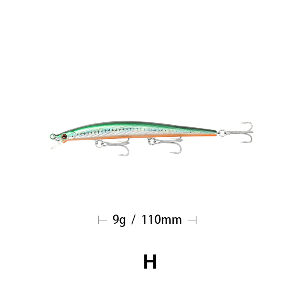 Мизеса; высота каблука 11 см, вес: 9 гр, 10-Цвета длинный выстрел плавающий бионические приманки для рыбной ловли гольян приманки 3D глаза искусственная приманка жесткая наживка Рыбная приманка вобблер - Цвет: H