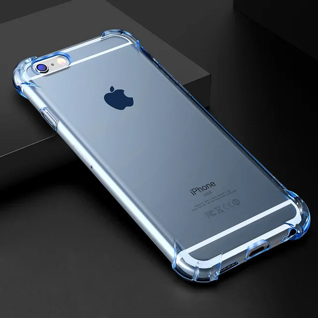 Blue Мягкий чехол с подушкой безопасности на 360 градусов для iphone 11 Pro XS Max XR 7 8 Plus 6 6s X 10 7Plus противоударный прозрачный силиконовый штамп чехол - Цвет: Blue