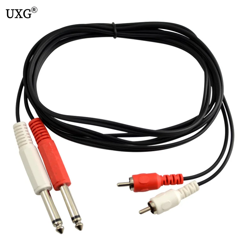 Двойной 1/4 ''моно 6 35 мм штекер к 2 RCA Штекерный нейлоновый аудиокабель для