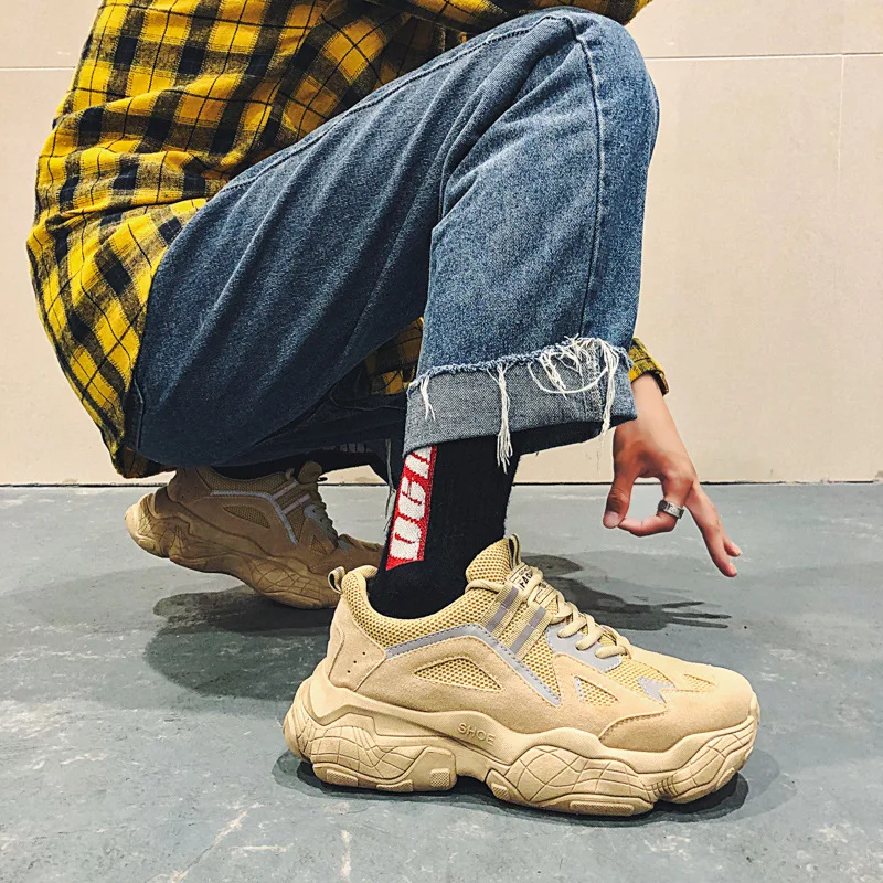 Новинка 2019 кроссовки на платформе Нескользящие износостойкие мужские