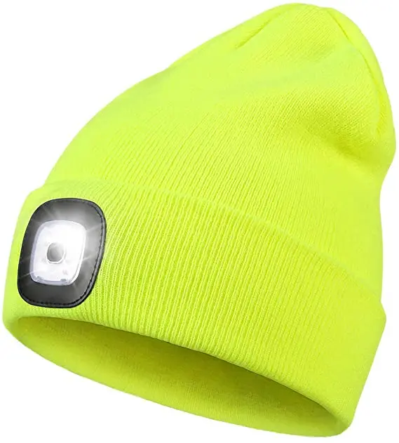 Led Light Hat Unisex Button Battery Type Beanies Hat Knit Keep