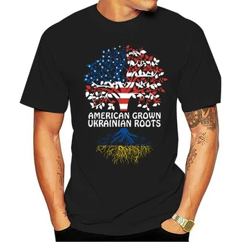 

t shirt American Grown Ukrainian Roots Proud Ukrainian American Ukraine Usa Tops for Man Summer Cotton Fashion Family s