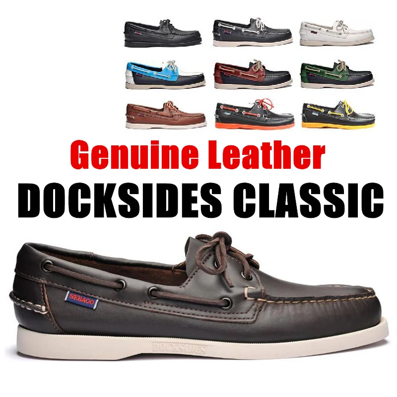 

Men Genuine Leather Driving Shoes,Slip On Docksides Classic Boat Shoe,Brand Design Flats Loafers For Men Women 2019A025