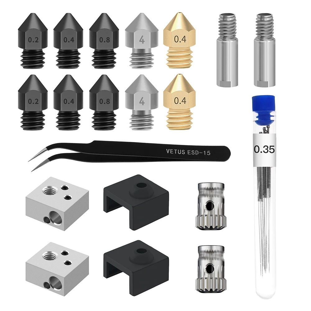 Twotrees 3D Printer nozzle MK8 aluminum block tool tweezers 0.35mm cleaning needle sock extrusion wheel for Bluer | Компьютеры и офис